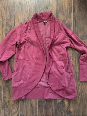 Eddie Bauer Large Burgundy Camp Fleece Wrap Cardigan